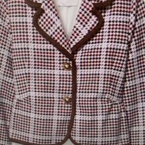 Stylish Kids Houndstooth Jacket - Brown and White